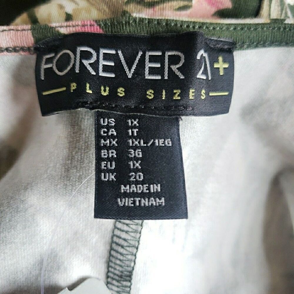 NWT Forever 21 Forrest Green Floral Leaves Short Length Dress Junior Size 1X - Picture 5 of 9